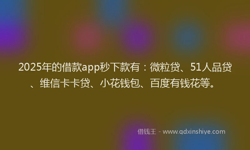 2025年的借款app秒下款有：微粒贷、51人品贷、维信卡卡贷、小花钱包、百度有钱花等。