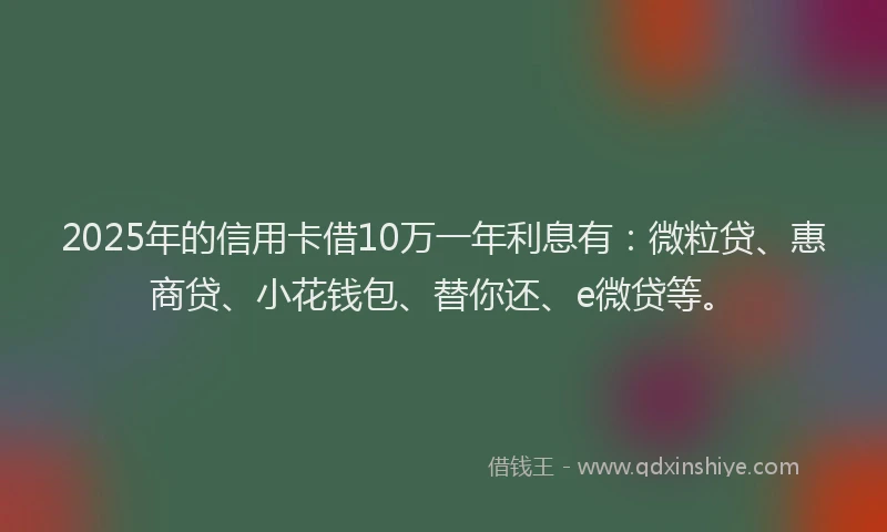 2025年的信用卡借10万一年利息有：微粒贷、惠商贷、小花钱包、替你还、e微贷等。