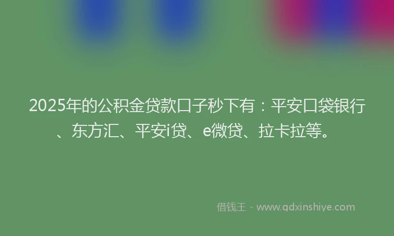 2025年的公积金贷款口子秒下有：平安口袋银行、东方汇、平安i贷、e微贷、拉卡拉等。