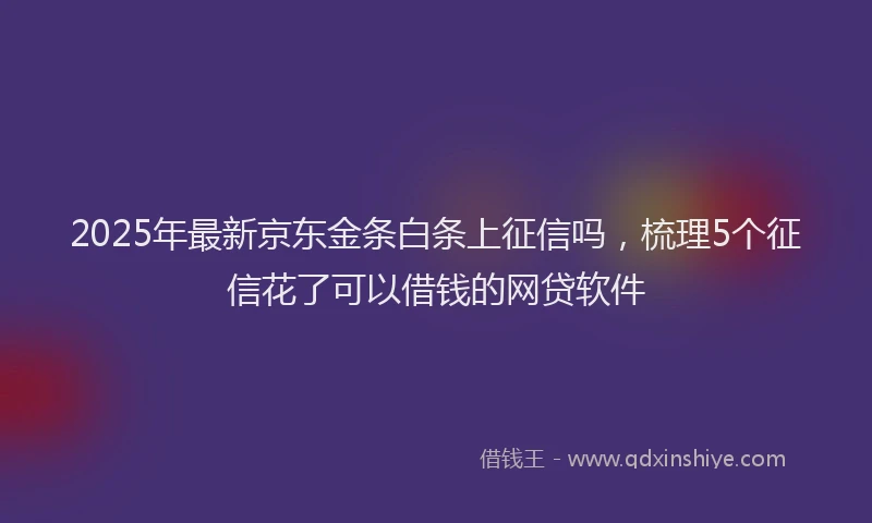 2025年最新京东金条白条上征信吗，梳理5个征信花了可以借钱的网贷软件