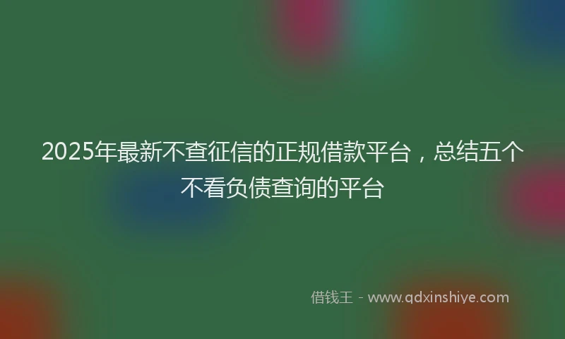 2025年最新不查征信的正规借款平台，总结五个不看负债查询的平台