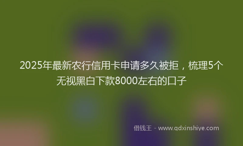 2025年最新农行信用卡申请多久被拒，梳理5个无视黑白下款8000左右的口子