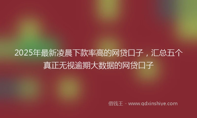 2025年最新凌晨下款率高的网贷口子，汇总五个真正无视逾期大数据的网贷口子