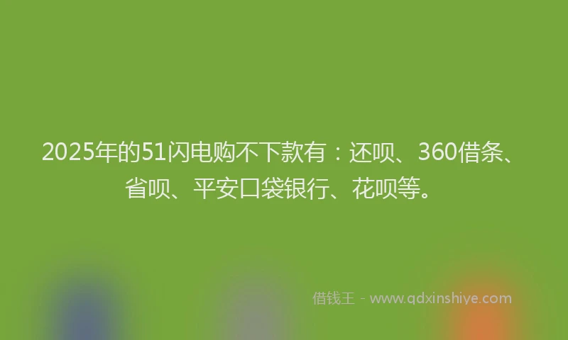 2025年的51闪电购不下款有：还呗、360借条、省呗、平安口袋银行、花呗等。