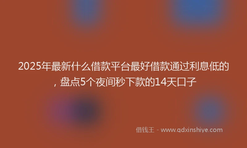 2025年最新什么借款平台最好借款通过利息低的，盘点5个夜间秒下款的14天口子