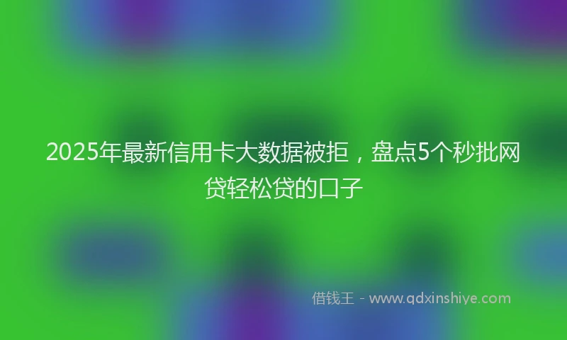 2025年最新信用卡大数据被拒，盘点5个秒批网贷轻松贷的口子