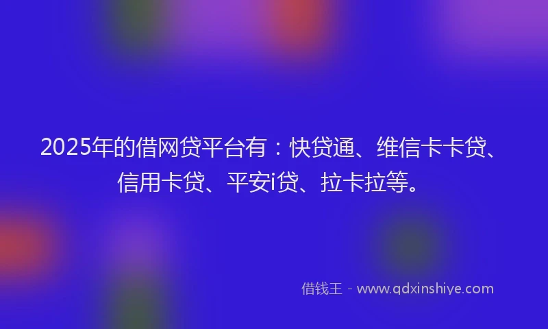 2025年的借网贷平台有：快贷通、维信卡卡贷、信用卡贷、平安i贷、拉卡拉等。