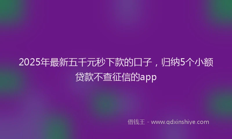 2025年最新五千元秒下款的口子，归纳5个小额贷款不查征信的app