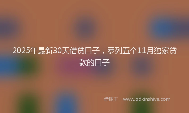 2025年最新30天借贷口子，罗列五个11月独家贷款的口子