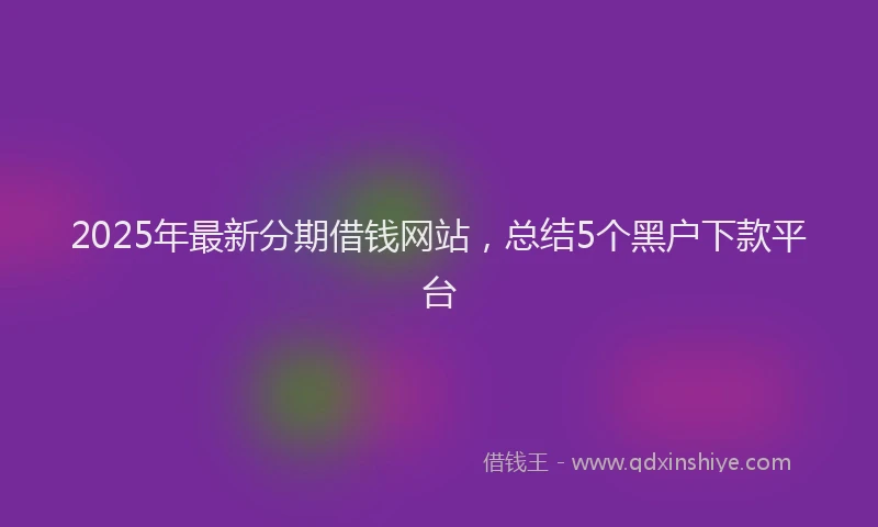 2025年最新分期借钱网站，总结5个黑户下款平台