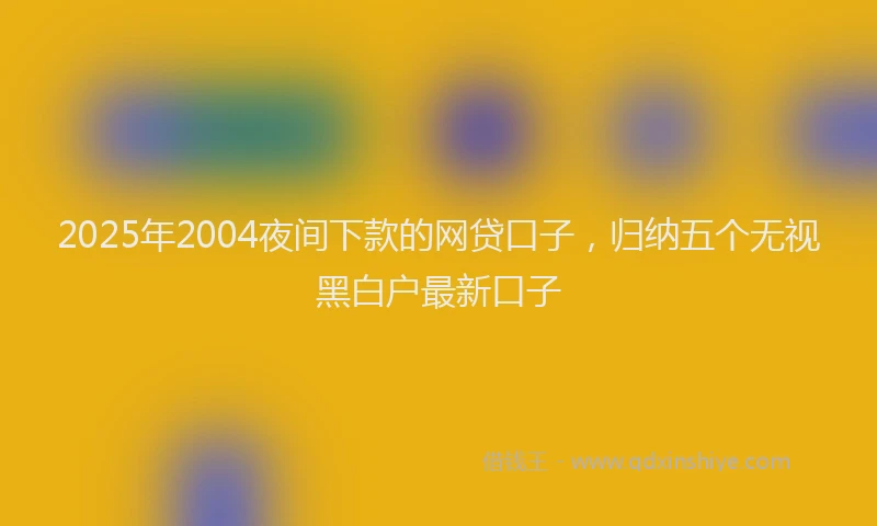 2025年2004夜间下款的网贷口子，归纳五个无视黑白户最新口子