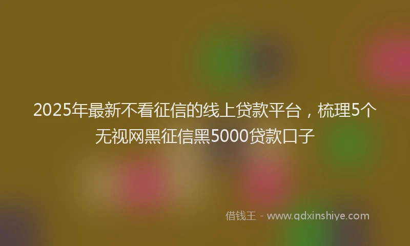 2025年最新不看征信的线上贷款平台，梳理5个无视网黑征信黑5000贷款口子