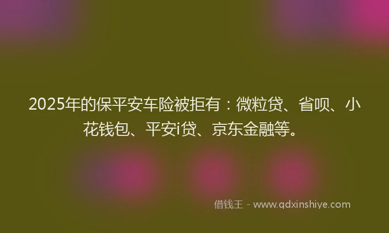 2025年的保平安车险被拒有：微粒贷、省呗、小花钱包、平安i贷、京东金融等。