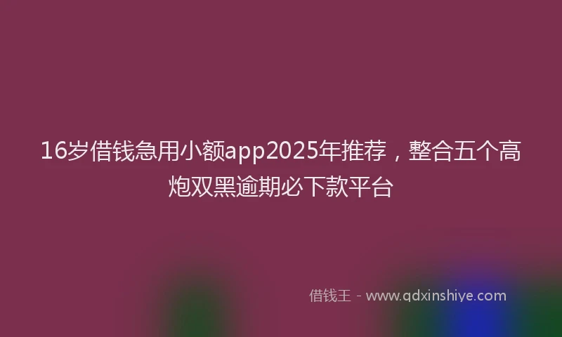 16岁借钱急用小额app2025年推荐，整合五个高炮双黑逾期必下款平台