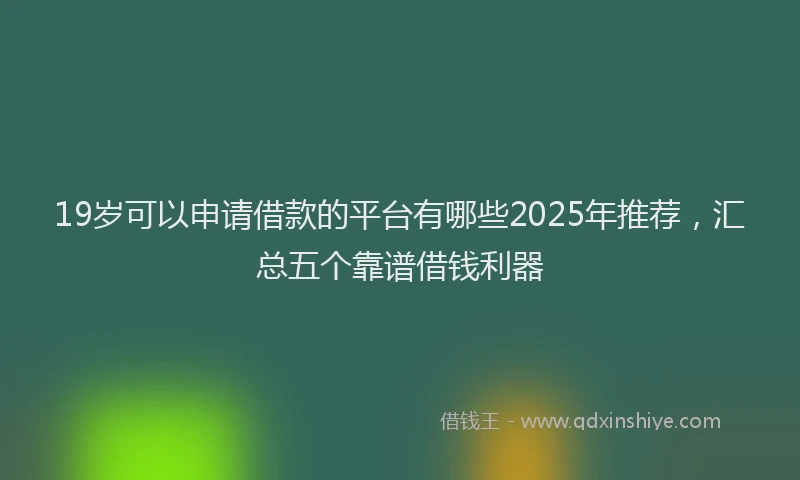 19岁可以申请借款的平台有哪些2025年推荐，汇总五个靠谱借钱利器
