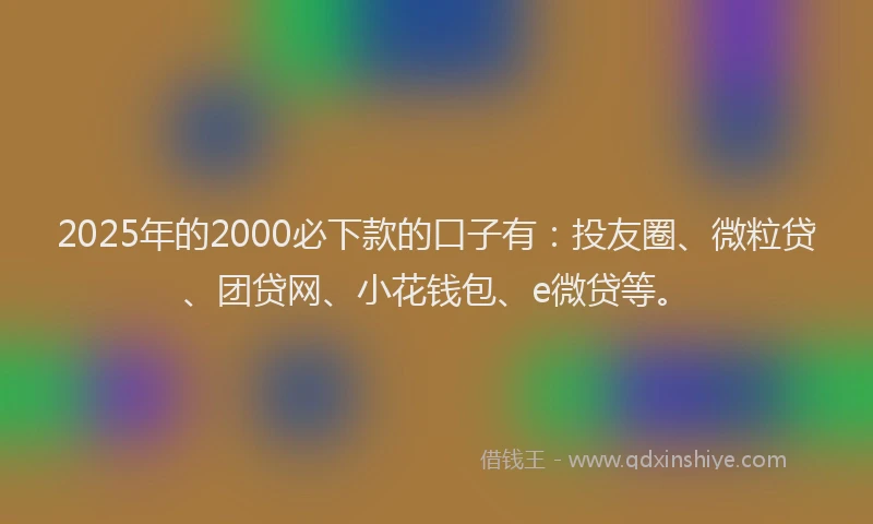 2025年的2000必下款的口子有：投友圈、微粒贷、团贷网、小花钱包、e微贷等。