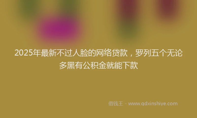 2025年最新不过人脸的网络贷款，罗列五个无论多黑有公积金就能下款