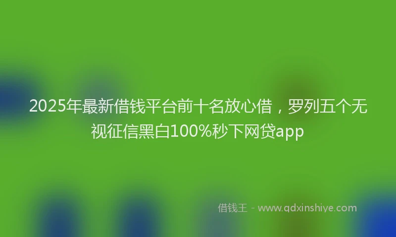 2025年最新借钱平台前十名放心借，罗列五个无视征信黑白100%秒下网贷app
