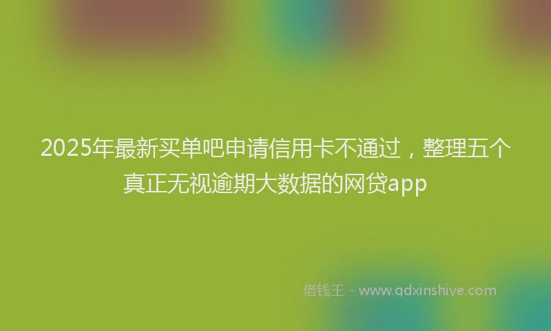 2025年最新买单吧申请信用卡不通过，整理五个真正无视逾期大数据的网贷app