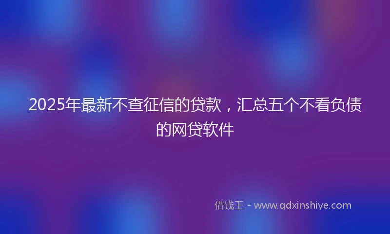 2025年最新不查征信的贷款，汇总五个不看负债的网贷软件