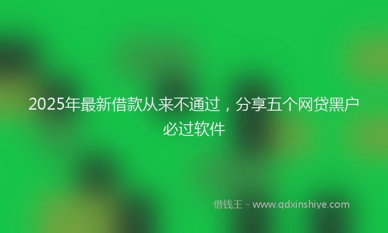 2025年最新借款从来不通过，分享五个网贷黑户必过软件