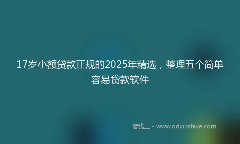 17岁小额贷款正规的2025年精选，整理五个简单容易贷款软件