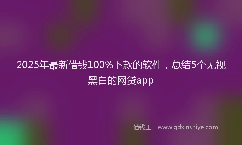 2025年最新借钱100%下款的软件，总结5个无视黑白的网贷app