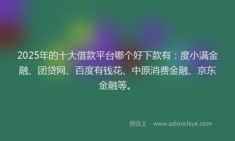 2025年的十大借款平台哪个好下款有：度小满金融、团贷网、百度有钱花、中原消费金融、京东金融等。
