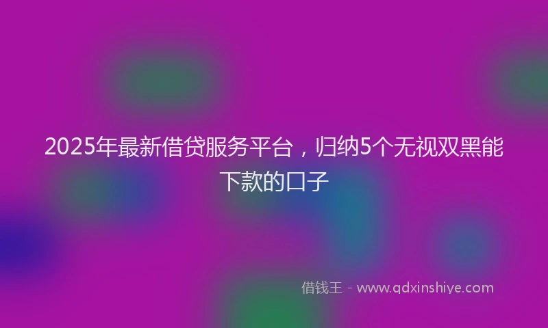 2025年最新借贷服务平台，归纳5个无视双黑能下款的口子