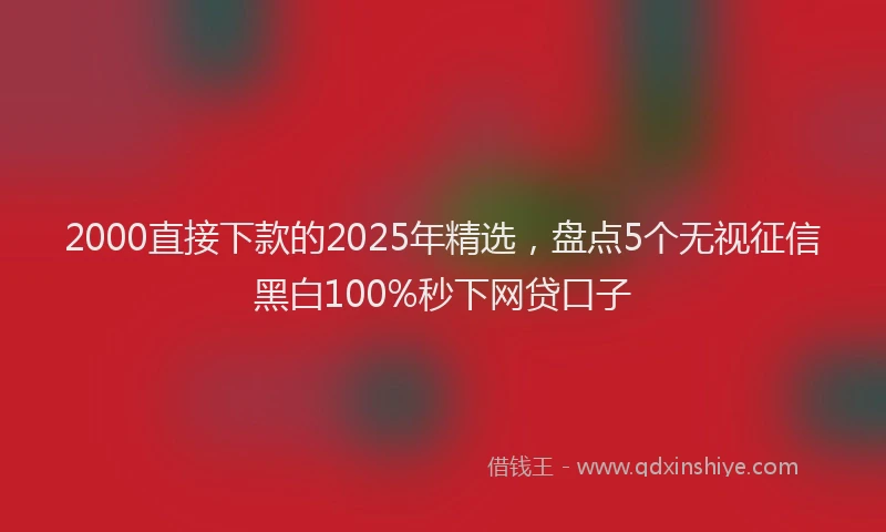 2000直接下款的2025年精选，盘点5个无视征信黑白100%秒下网贷口子