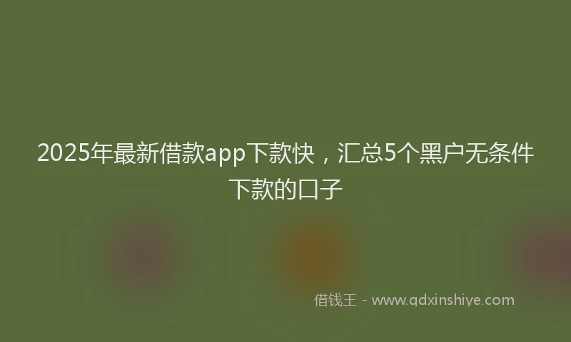 2025年最新借款app下款快，汇总5个黑户无条件下款的口子