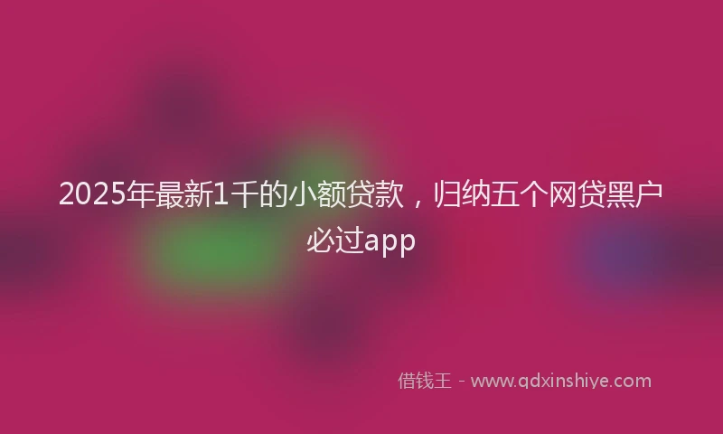 2025年最新1千的小额贷款，归纳五个网贷黑户必过app