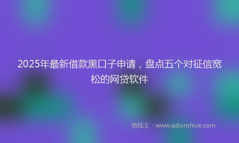 2025年最新借款黑口子申请，盘点五个对征信宽松的网贷软件