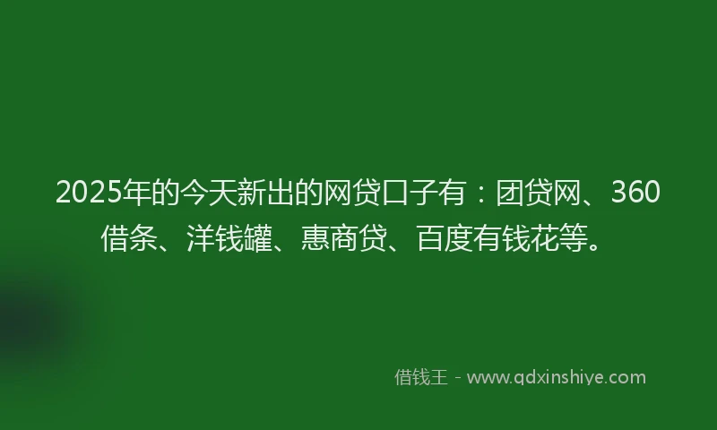 2025年的今天新出的网贷口子有：团贷网、360借条、洋钱罐、惠商贷、百度有钱花等。