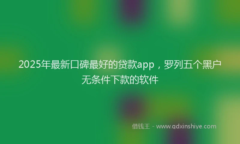 2025年最新口碑最好的贷款app，罗列五个黑户无条件下款的软件