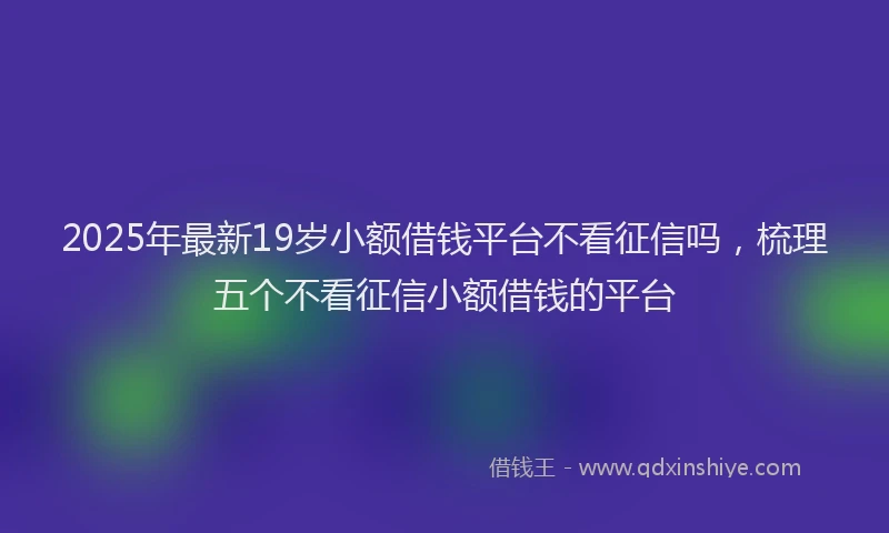 2025年最新19岁小额借钱平台不看征信吗，梳理五个不看征信小额借钱的平台