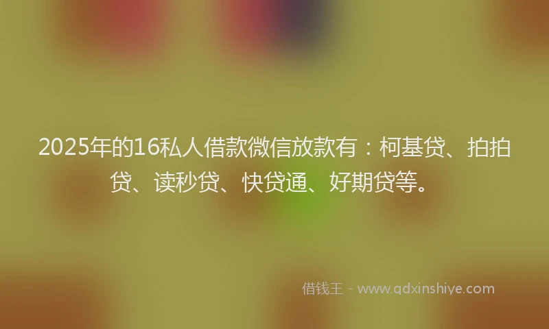 2025年的16私人借款微信放款有：柯基贷、拍拍贷、读秒贷、快贷通、好期贷等。