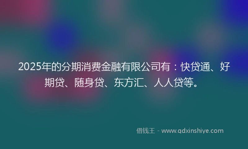 2025年的分期消费金融有限公司有：快贷通、好期贷、随身贷、东方汇、人人贷等。