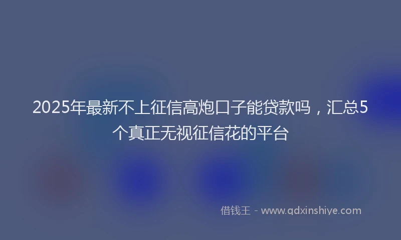 2025年最新不上征信高炮口子能贷款吗，汇总5个真正无视征信花的平台