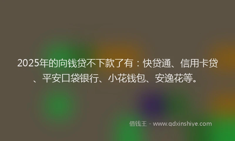 2025年的向钱贷不下款了有：快贷通、信用卡贷、平安口袋银行、小花钱包、安逸花等。
