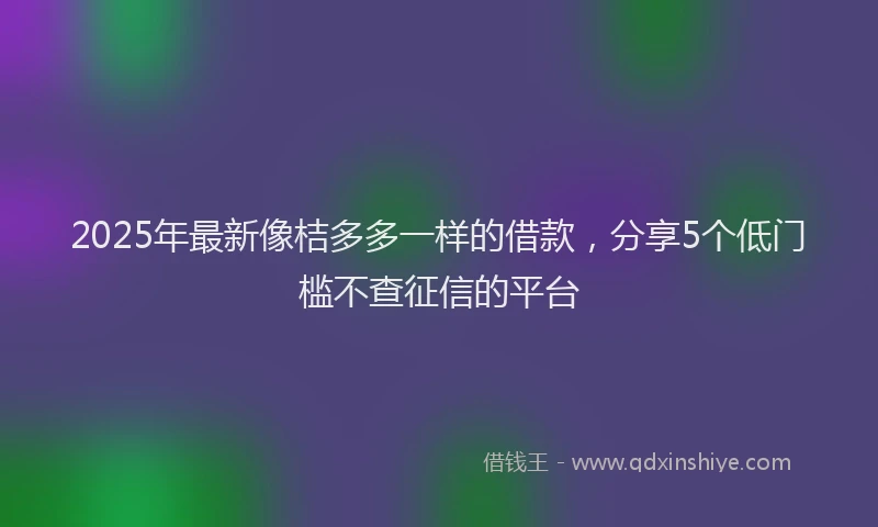 2025年最新像桔多多一样的借款，分享5个低门槛不查征信的平台