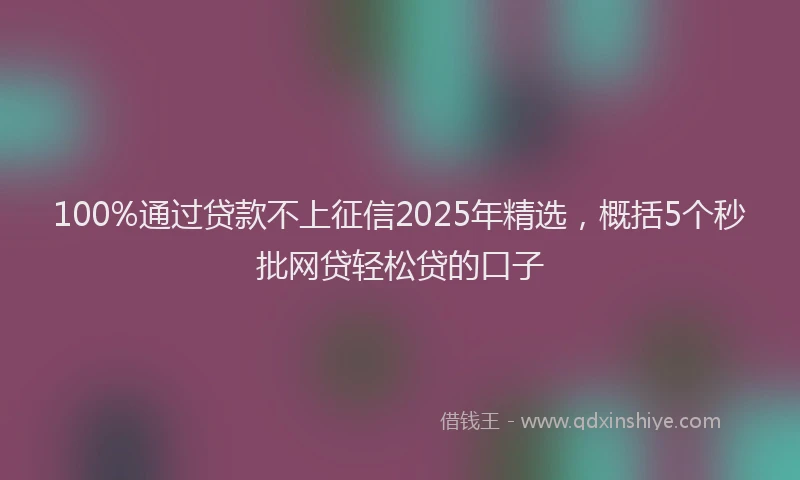 100%通过贷款不上征信2025年精选，概括5个秒批网贷轻松贷的口子