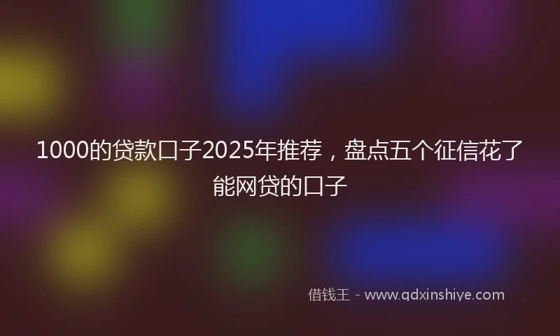 1000的贷款口子2025年推荐，盘点五个征信花了能网贷的口子