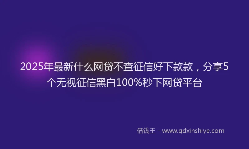 2025年最新什么网贷不查征信好下款款，分享5个无视征信黑白100%秒下网贷平台
