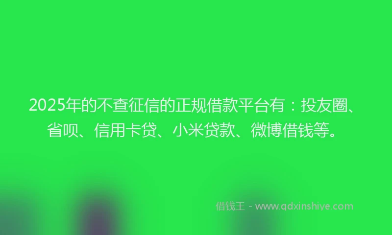 2025年的不查征信的正规借款平台有：投友圈、省呗、信用卡贷、小米贷款、微博借钱等。