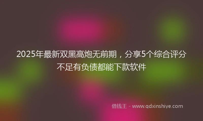 2025年最新双黑高炮无前期，分享5个综合评分不足有负债都能下款软件