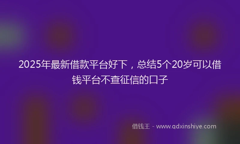 2025年最新借款平台好下，总结5个20岁可以借钱平台不查征信的口子