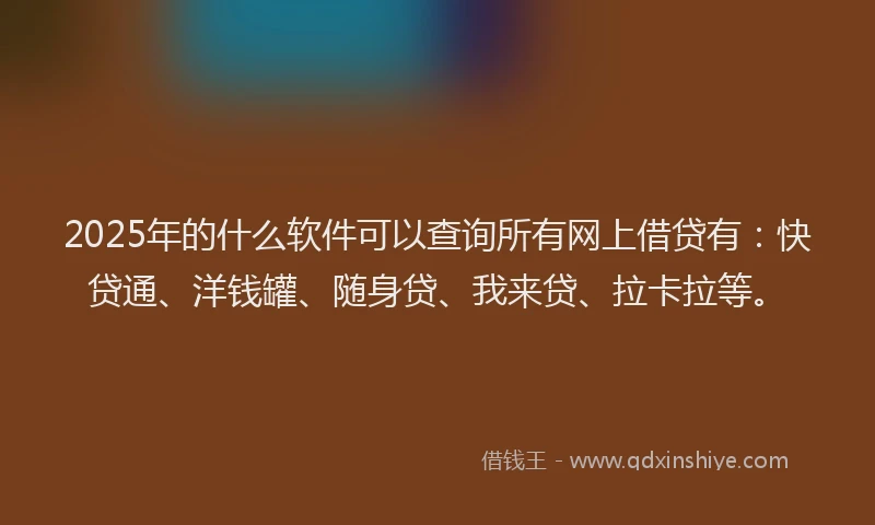 2025年的什么软件可以查询所有网上借贷有：快贷通、洋钱罐、随身贷、我来贷、拉卡拉等。