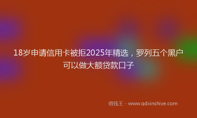18岁申请信用卡被拒2025年精选，罗列五个黑户可以做大额贷款口子