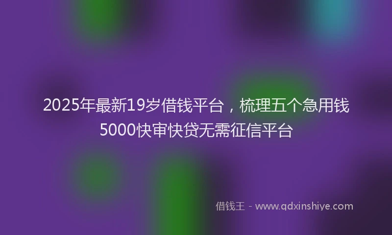 2025年最新19岁借钱平台，梳理五个急用钱5000快审快贷无需征信平台